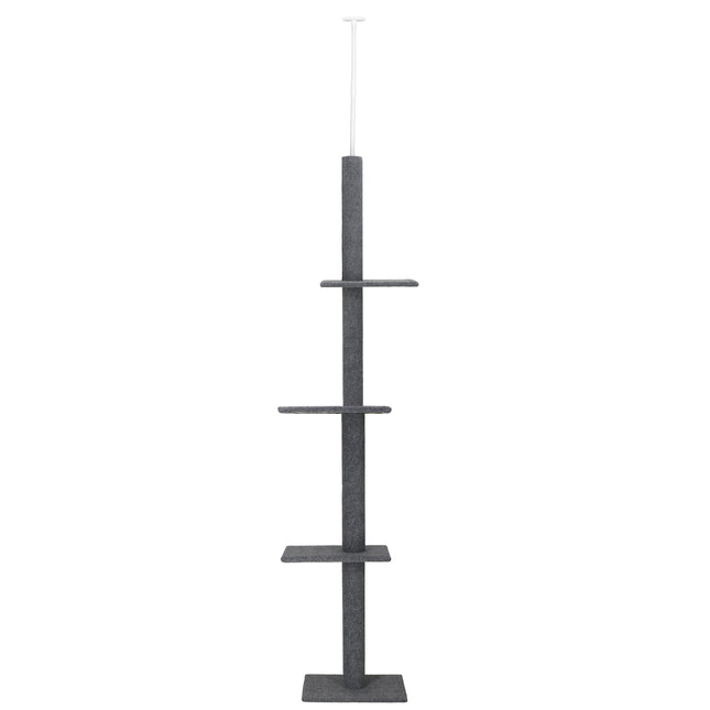 Krabpaal - 4 Etages - Voor Katten - Toren - Meubelbescherming - 42 x 26.5 x 286 cm - Grijs