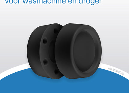 SQOON® Trillingsdempers – 4 stuks | Voor onder je wasmachine of droger | ZWART
