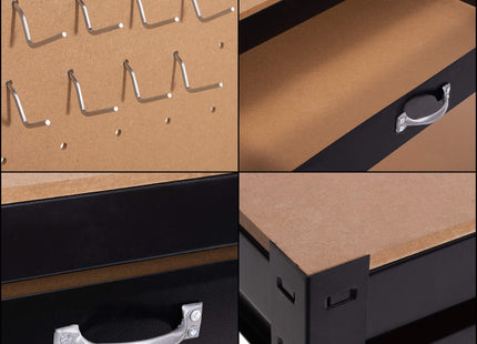 Werkbank| Garage | Werkblad | 120x60x155 cm | Zwart/Bruin