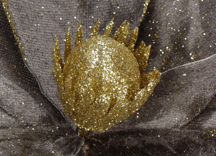Kunstbloem Met Clip- Ster van Bethlehem - Zwart - Glitters