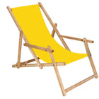 Ligbed | Strandstoel | Ligstoel | Verstelbaar | Arm Leuning | Beukenhout | Geïmpregneerd | Handgemaakt | Geel