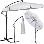Zweef Parasol | Kantelbaar | Waterafstotend | Lichtgrijs | Ø 350 CM