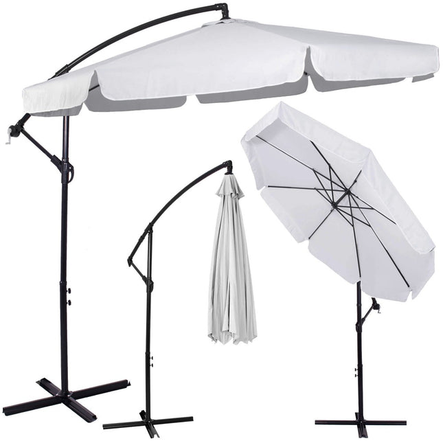 Zweef Parasol | Kantelbaar | Waterafstotend | Lichtgrijs | Ø 350 CM