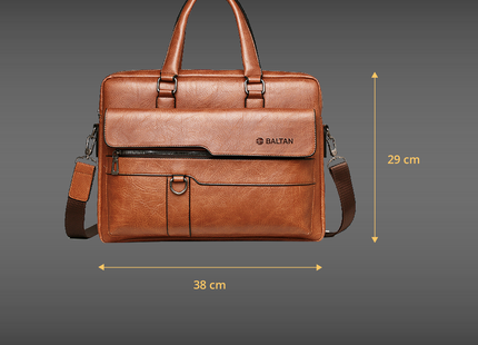 Baltan Leren Aktetas - Laptoptas - Tot 16 inch - Bruin - 10L - 38 X 29 X 10 CM