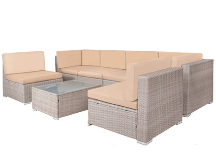 Tuinset - 6 Delig - Stoelen - Bank - Tafel - Rotan - Hoekbank - Beige