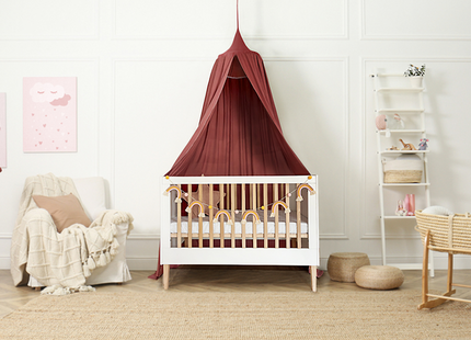 Baby Bed - Massief Eiken - Verstelbaar - Inclusief Matras - Wit / Naturel - 120 x 60 CM