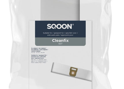 SQOON® Stofzuigerzakken - Geschikt voor Cleanfix S07 - Vervangt 107.430 / 107.431 / OH-030 - High Filtration voor Industriële Reiniging - 5 Stuks