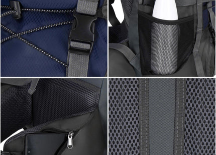 Backpack - Rugzak - Multifunctioneel - Kamperen - Reizen - Regenhoes - 90 Liter - Grijs/Blauw