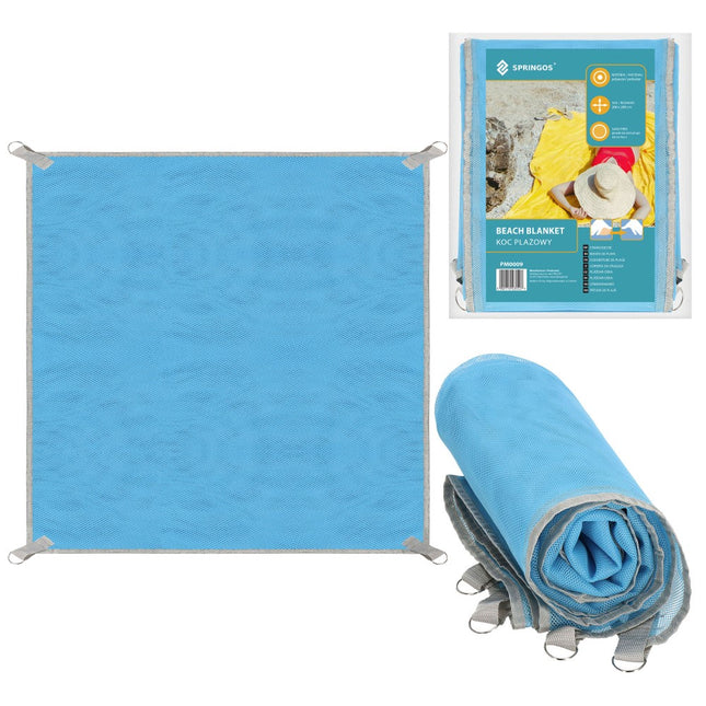 Strandmat | Strandkleed | Strandlaken | Zandvrij | 200 x 200 cm | Blauw/Grijs