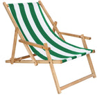 Ligbed | Strandstoel | Ligstoel | Verstelbaar | Arm Leuning | Beukenhout | Geïmpregneerd | Handgemaakt | Groen Wit