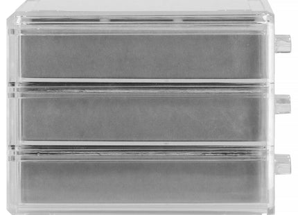 Sieradendoos | Juwelendoos | 3 Lades | 23 x 14 x 11 cm | Tinten grijs