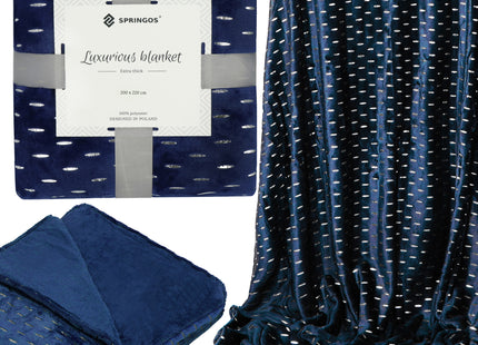 Plaid | Sprei | Deken | 220 x 200 cm | Pluche | Blauw/ Zilver