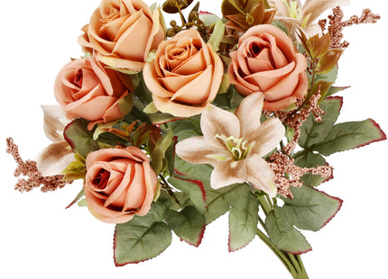 Kunstboeket - Sierboeket - Decoratief - 9 Rozen - Decoratief - 37 cm