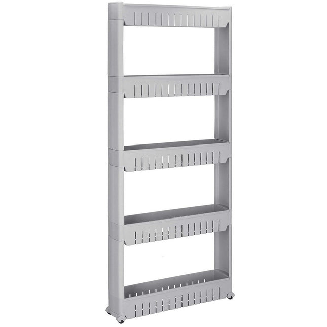 Keukentrolley | Keukentrolley Op Wieltjes | Badkamer Trolley | Opbergrek | 5 Niveaus | 131,5 x 54 x 12.5 cm | Grijs