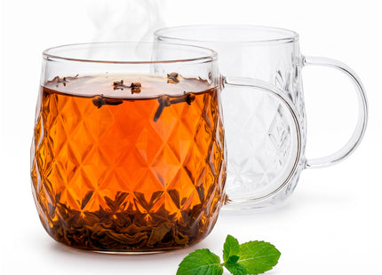 Glas Voor Koffie & Thee - Set Van 2 - Met Oor - Koffieglas - Thee glas - Warme en Koude dranken -350 ML