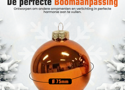 Kerstballen Glas | 8 Stuks | Glas | Ø 80 mm | Oranje