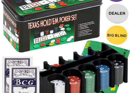 Pokerset - 200 Chips - Inclusief Opbergdoos - Poker