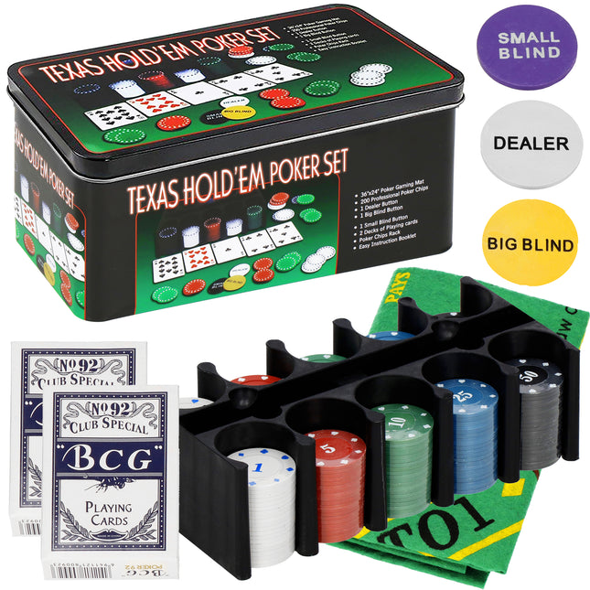 Pokerset - 200 Chips - Inclusief Opbergdoos - Poker