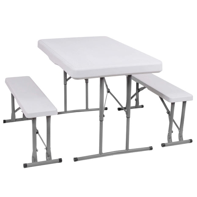 Picknick Tafel Met Bankjes - Campingtafel - Campingset - Tafel - Bankjes - Opvouwbaar - Wit - 105 x 64 x 70 cm