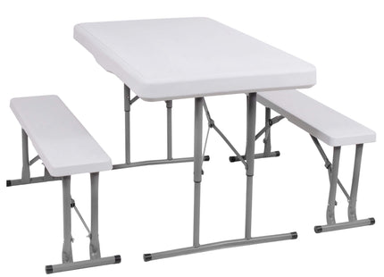 Picknick Tafel Met Bankjes - Campingtafel - Campingset - Tafel - Bankjes - Opvouwbaar - Wit - 105 x 64 x 70 cm