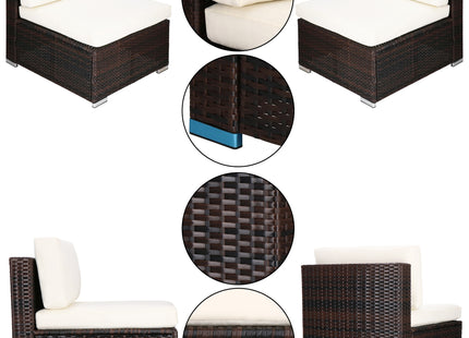 Tuinset - 6 Delig - Stoelen - Bank - Tafel - Rotan - Hoekbank - Zwart/Wit