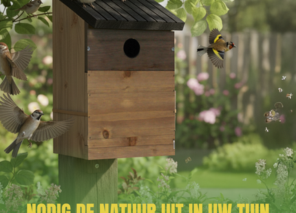 Vogelhuis - Vogelvoederplek - Staand - Bruin - 17 x 17 x 25,5 cm