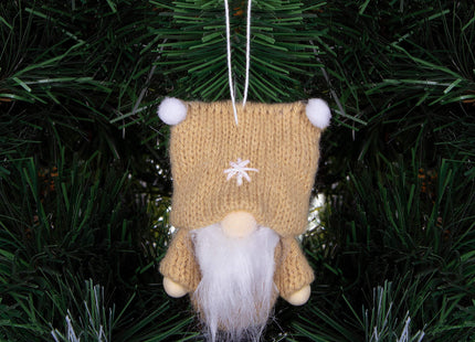 Kerstkabouter - Kersthangers - Kerstdwerg - Kerstversiering - Beige - 8 cm