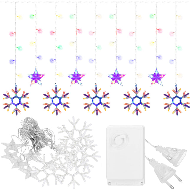 Lichtgordijn | IJspegel Verlichting | Inclusief USB En Afstandsbediening | 150 LED | Multicolor| Sterren | Sneeuwvlokje