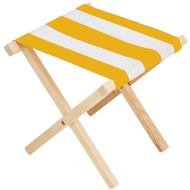Campingkruk - Kampeerkruk - Viskruk - Voetensteun - Opvouwbaar - Geel/Wit