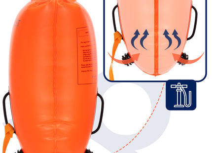 Zwemboei - Voor Openwaterzwemmen - Zwemveiligheidsboei - Incl. drybag /Saferswimmer/Safe swimmer/ 36 Liter / Reddingsfluitje - Oranje