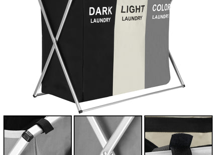 Wasmand 3 Vakken - Wassorteerder - Wamand - Wasbox - Organizer Kleding - Waszakken Voor Wasgoed - Laundry Basket - Dubbele Wasmand