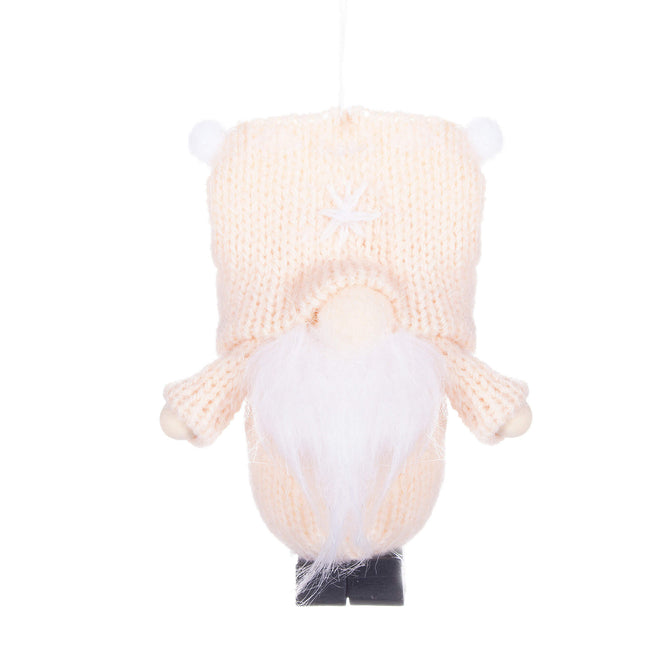 Kerstkabouter -  Kersthanger - Kerstdwerg - Kerstversiering - Crème - 8 cm