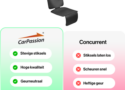 CarPassion Autostoelhoes - Waterdicht - Beschermhoes -  Zwart - 131 x 50 cm