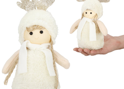Kerstkabouter - Kerstdame - Kerstversiering - Witte Rendierkabouter - 25 cm