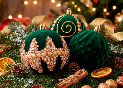 Kerstballen | 9 Stuks | 8 cm | Groen | Fluweel