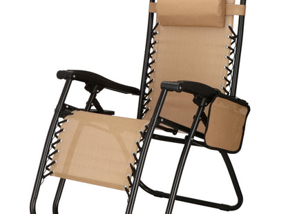 Tuinstoelen | Ligstoel | Opvouwbaar | Verstelbaar | Ergonomische Hoofdsteun | 2 Stuks | Beige/Zwart