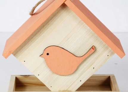Vogelvoederhuisje - Vogelvoederplek - Vogelvoeding - Staand - Bruin - Rood - 17 x 17 x19 cm