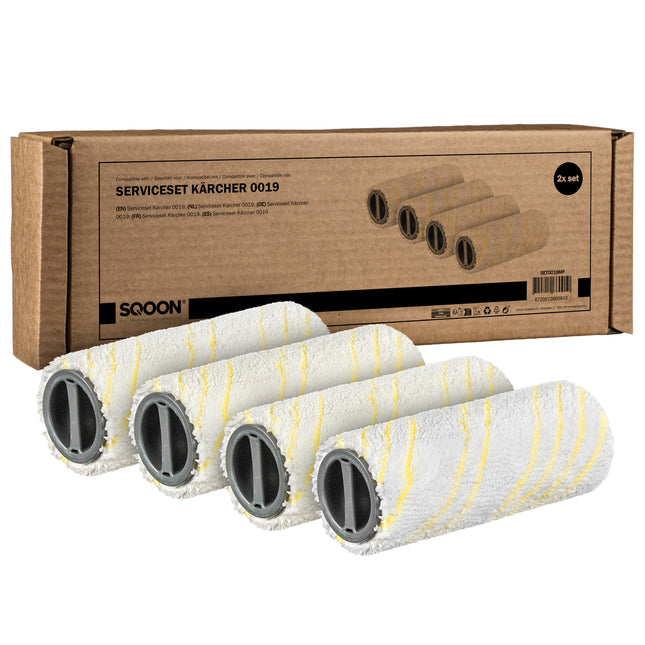 SQOON® Serviceset Rollers geschikt voor Kärcher FC 5 / FC 7 - Geel - Gelijk aan model: 2.055-006.0 - Microvezelsrollers - 4 Stuks