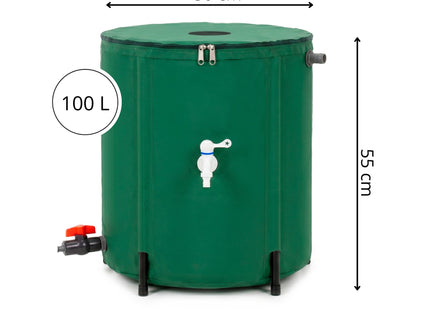 Regenton - Regenwatertank - Opvouwbaar - Met Kraan - 2 Kranen - 100 L