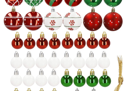 Kerstballen | 42 Stuks | 3/4/5/6 cm | Rood/Groen/Wit
