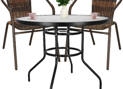 Tuinset | Balkonset | Bistroset | 3-Delig | Tafel + 2 Stoelen | Zwart/Bruintinten