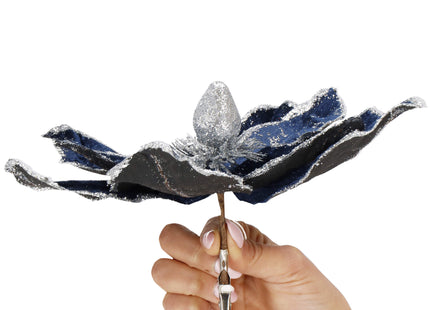 Kunstbloem | Kerst |Ster van Bethlehem | Clip | Marineblauw | Glitters