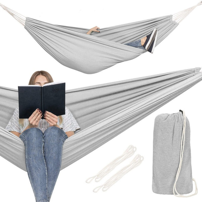 Hangmat | Extra Stevig | Inclusief Opbergtas | Lichtgrijs | 200 x 150 cm