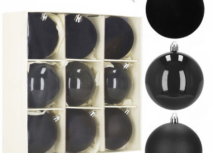 Kerstballen | 9 Stuks | 8,5 cm | Zwart