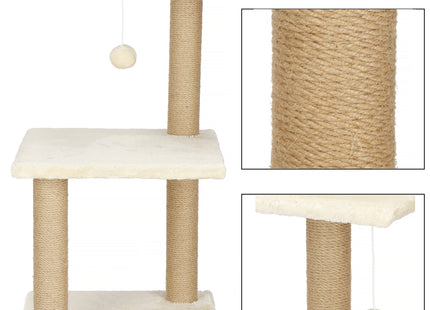 Krabpaal - 3 Etages - Voor Katten - Meubelbescherming - 35 x 35 x 65 cm - Beige