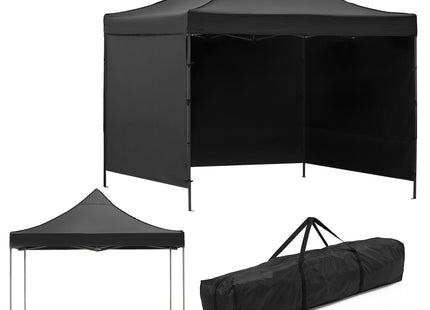Partytent - 300x300xcm - Hoogte Verstelbaar - PVC - Polyester - Harmonica- Frame - Zwart