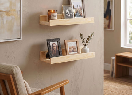 Wandplank - Boekenplank - Ophangbaar - Kruidenplank- Wit- Grenenhout - 10 Kg - 40 cm - 2 Stuks