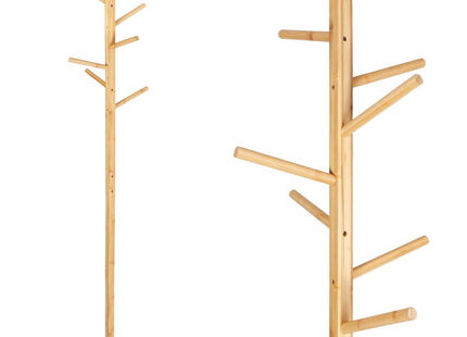 Staande Kapstok | Hout | 8 Haken | Garderobe Kapstok | Zelfmontage | Naturel/Grijs | 182 cm