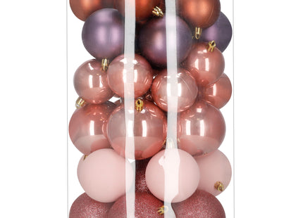 Kerstballen | 40 Stuks | 7/8/9 cm | Paars | Bruin | Parelmoer | Roségoud