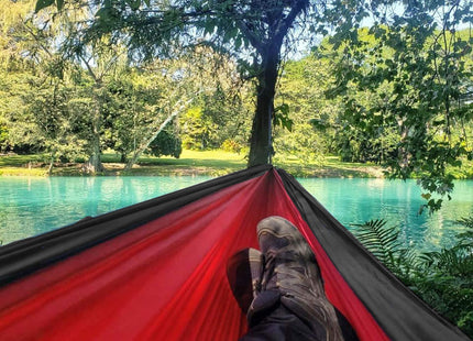 Hangmat - Klamboe - 2 - Persoons - Camping - 250 KG - Rood/ Zwart